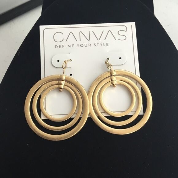 Canvas Multi-Circle Drop Earrings (G1) - Picture 1 of 5